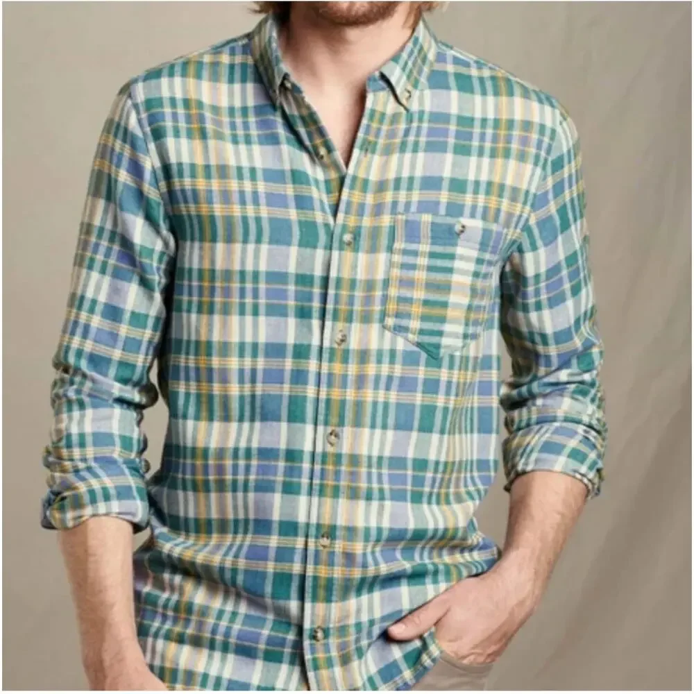 TOAD & CO Shirt XL Airsmyth Lightweight Plaid Flannel Button‎ Down Recycled
